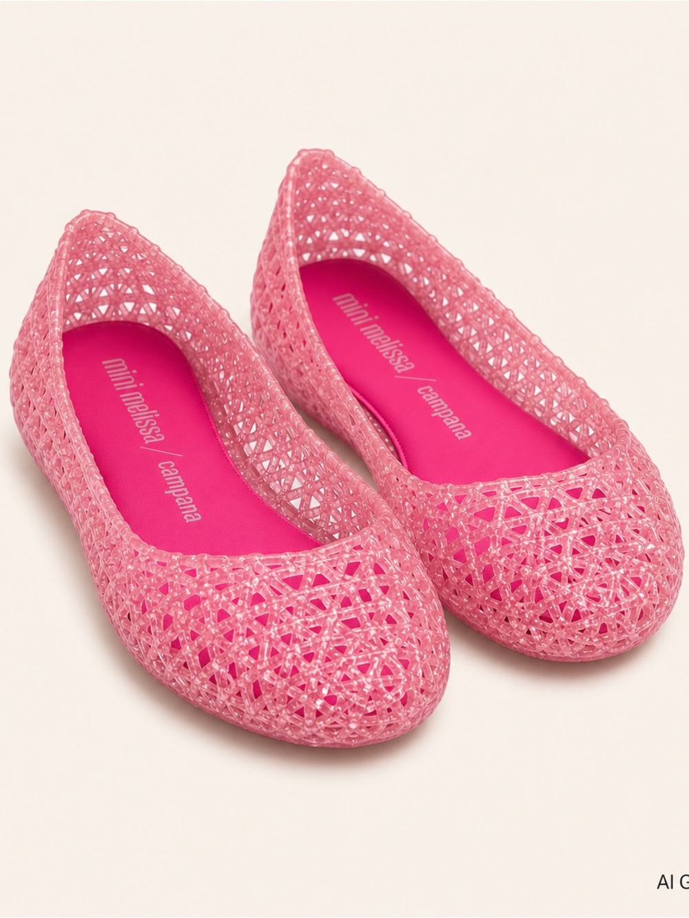 Mini Melissa Pink Jelly Lattice Ballet Flats